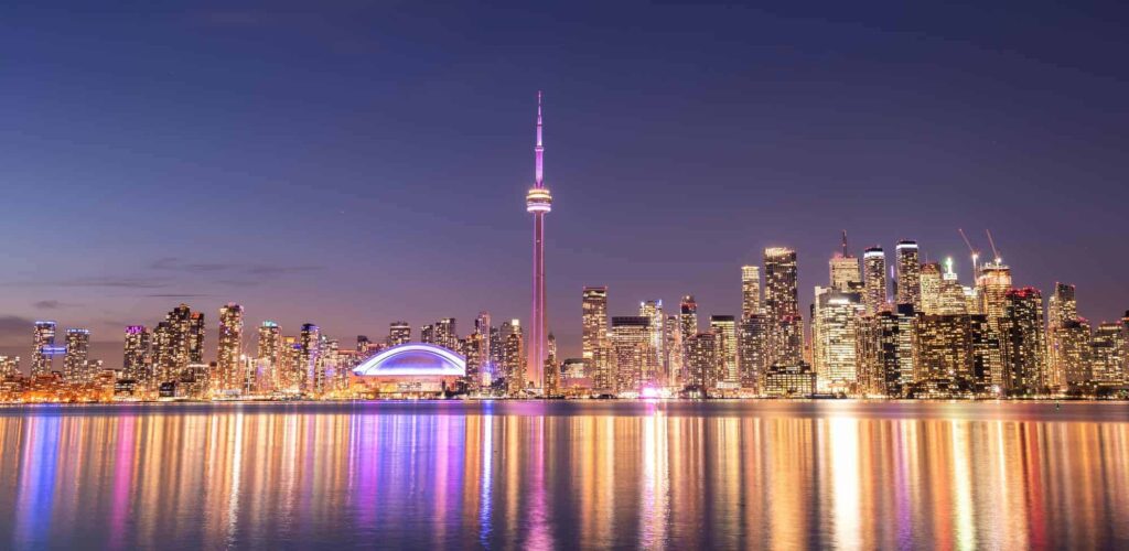 Toronto city skyline at night, Ontario, Canada